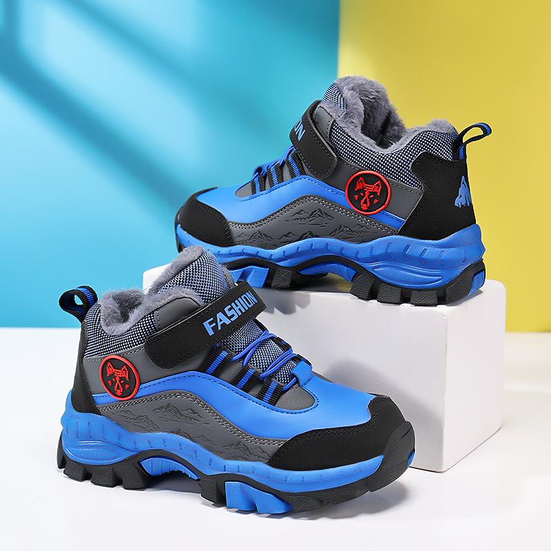 Winter Boots Kid's Snow Boots with Plush Anti Slip Wolf Claws Hiking Cotton Shoes