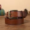 Belt Men's Retro Hand-Rub Color Distressed Pure Cowhide Leather Pin Buckle Fashion Trendy Korean Style Brass Buckle Belt