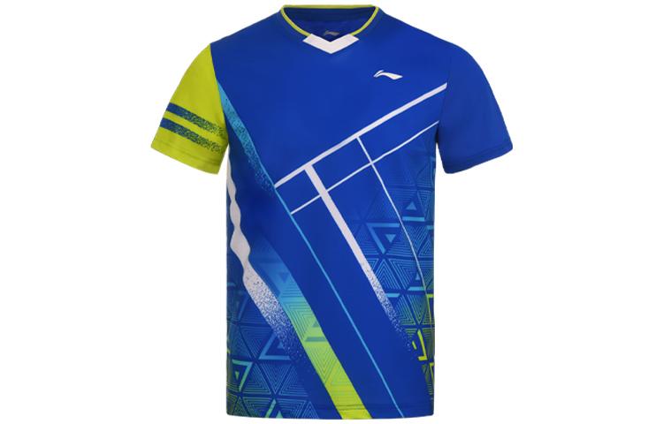 Li Ning T Shirts Men s Crystal Blue V Neck Moderate Other AAYS071-3 S