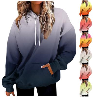 Women's Fashion Daily Versatile Casual Crewneck Sweatshirts Graphic Daily Long Sleeve Gradient Patchwork Printed Top Sweatshirts