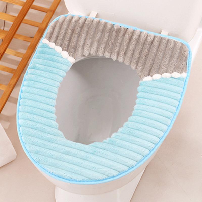 Plush Thermal Toilet Seat Cover - Self-Adhesive Winter Warmth Pad with Ultra-Soft Fleece Layer, Easy Install for Household Use