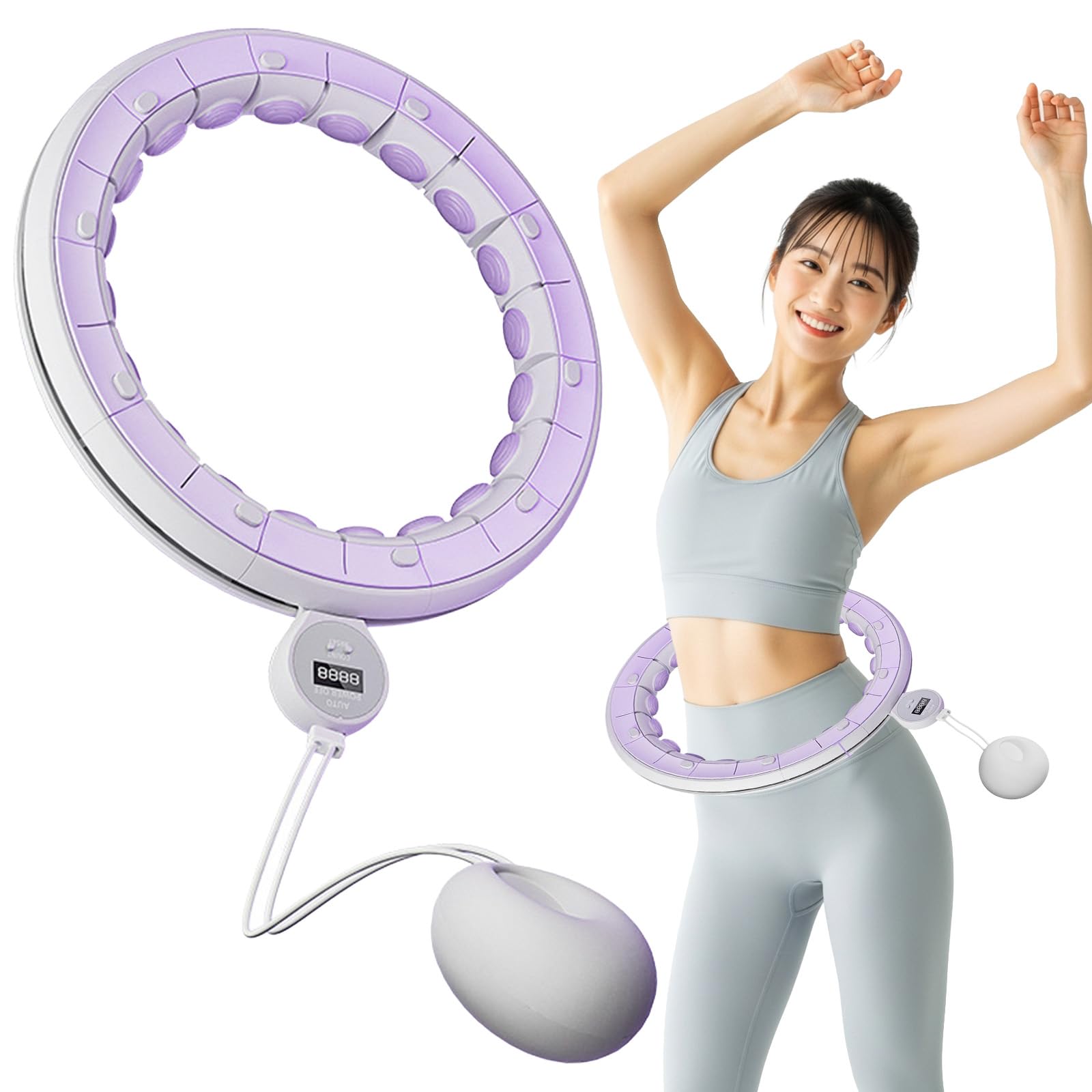 

Easy at-home exercise: Smart Hula Hoop with 3D Silicone Massage Ball for waist slimming and waist contouring (Purple, Medium) by PLEAVIT