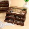 Multi-layer Wooden Jewelry Box Transparent Window Rings Necklace Jewelry Storage Case Organizer Bracelet Earrings