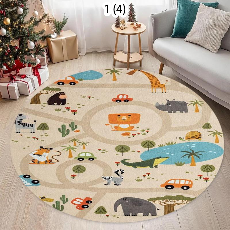 Dark Kids Crawling Mat Round Soft Comfortable Solar System Area Rug Kids Play Mat Non Slip Washable for Bedroom Playroom Nursery