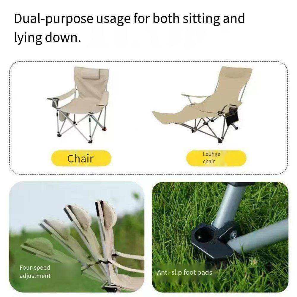 Reclining Camping Chair with Headrest Folding Lounge Chair with Adjustable Backrest Lightweight Camping Chairs for Outdoor