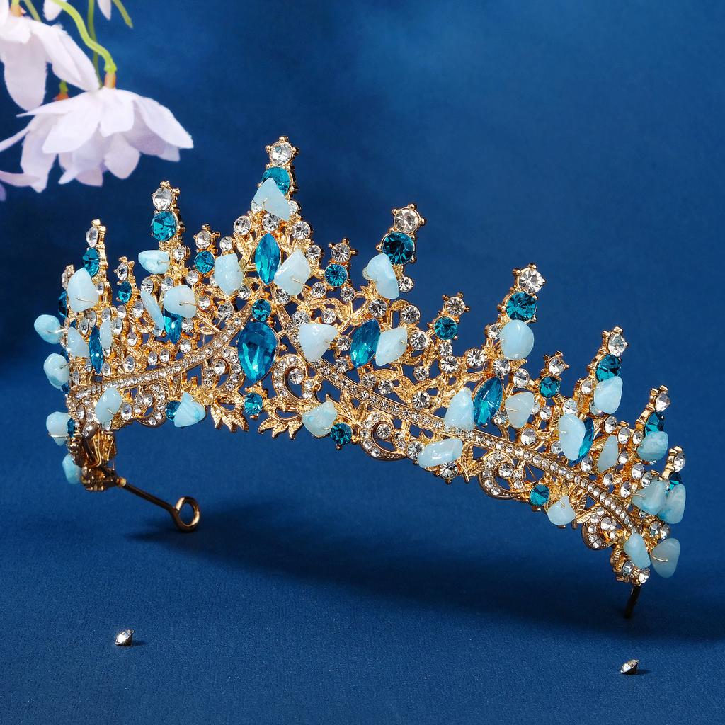 Hochzeitskleid der Braut, Barock-Retro-Zeremonienkrone für Erwachsene aus dem 18. Jahrhundert, exquisite Markisen-Strasskrone