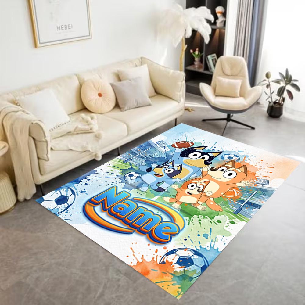 Football Friends Adventure Personalized Text Floor Rug Office Rug Suitable for Balcony Study room Hallway Dining Room Anti-slip Rug Anime Office Decor