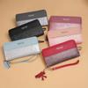 1pc Korean-Style Women'S Wallet with Tassel Wristlet Faux Leather, Zipper Closure, Key Compartment, Mobile Phone & Card Holder