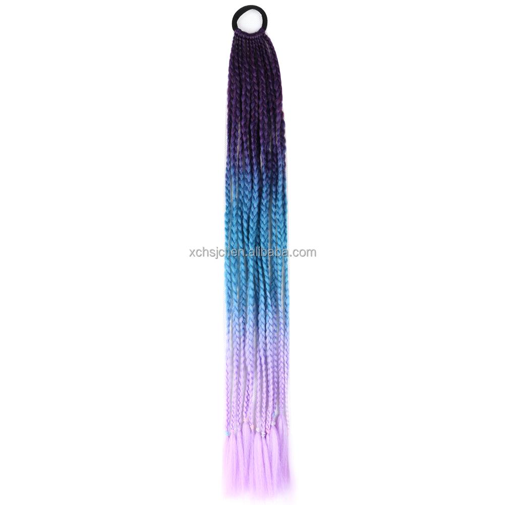 Ponytail With Hair Rubber Bands Long Box Crochet Synthetic Hair Piece Ombre Braiding Hair Extensions Braid