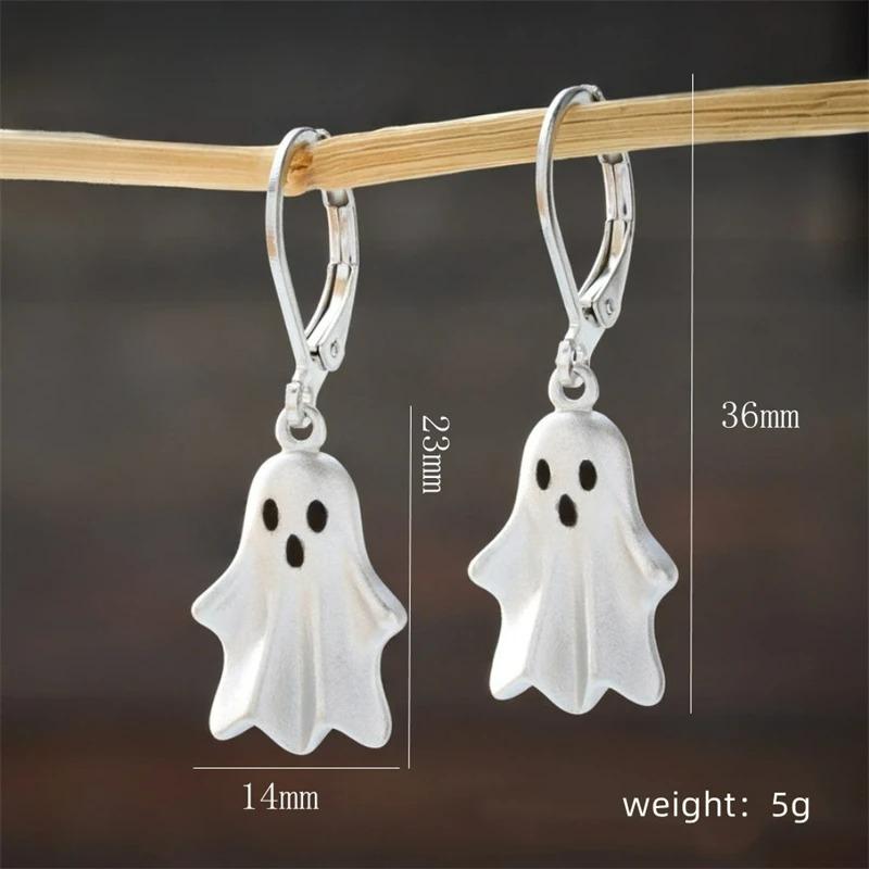 Cute ghost halloween earrings women's girl fashion little ghost ring necklace party halloween jewelry gift