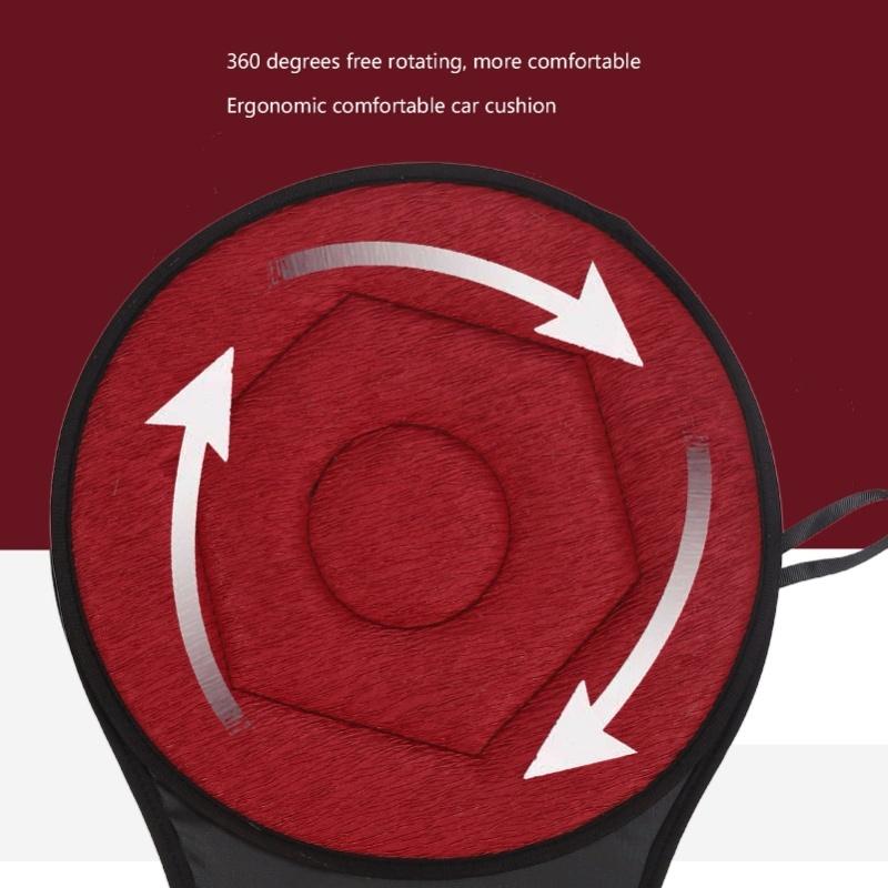 Round Car Cushion 360 Degrees Rotating Geometric Rhombic Shape Portable Rotating Seats Cushion For Elderly Grey