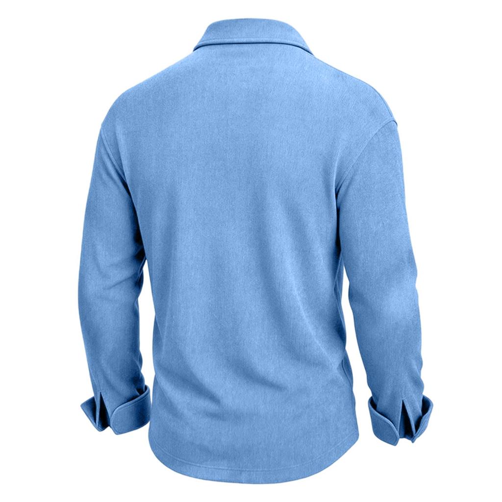 Men's Cotton Corduroy Long Sleeve Shirt with Collar for Everyday Wear