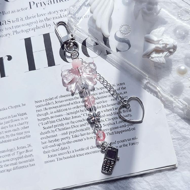 Cross Bowknot Angel Wing Charm Pendant Hanging Decoration for Keys Bag Purse