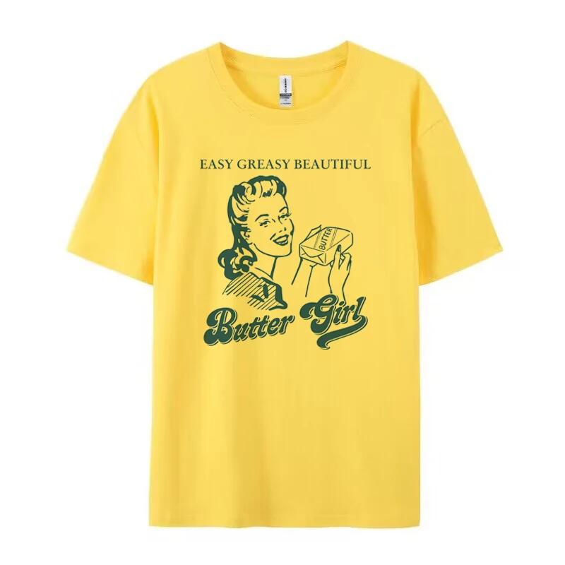 

Butter Girl 90s Retro Graphic Tees Funny Baking T Shirt Cute Foodie Tshirt Butter Lover Shirt Women Oversized Aesthetic Clothing 4XL