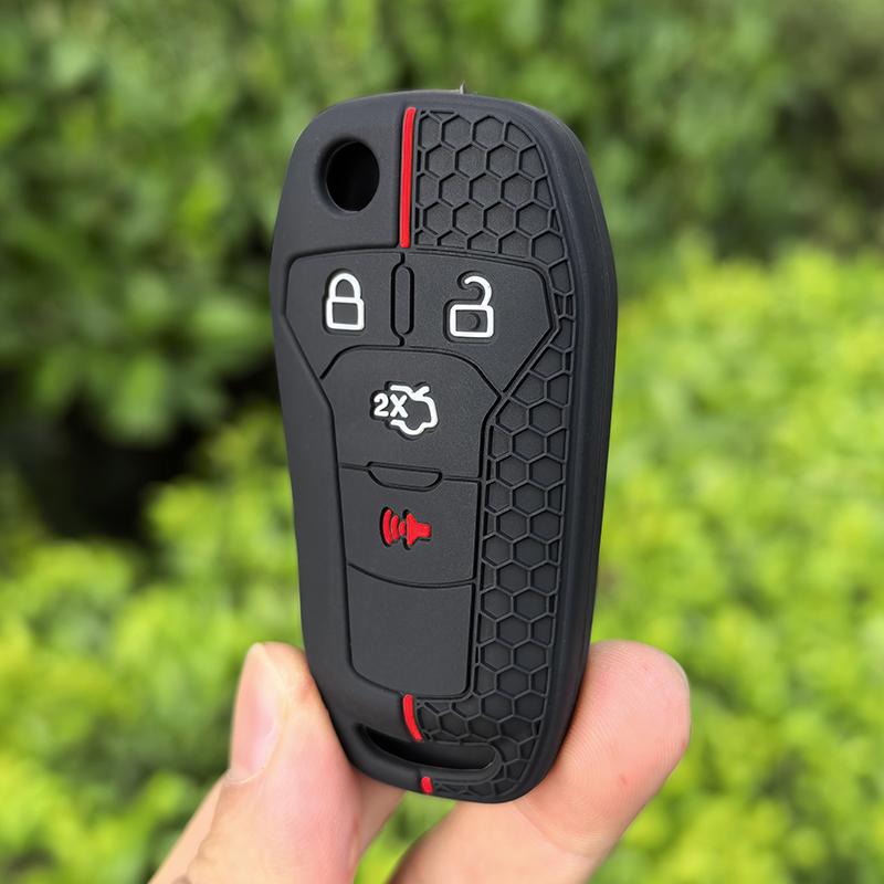 Silicone Car Key Case 4 Buttons for Ford Fusion F150 F-150 2015 2016 2017 Folding Keychain Remote Control Accessories Cover
