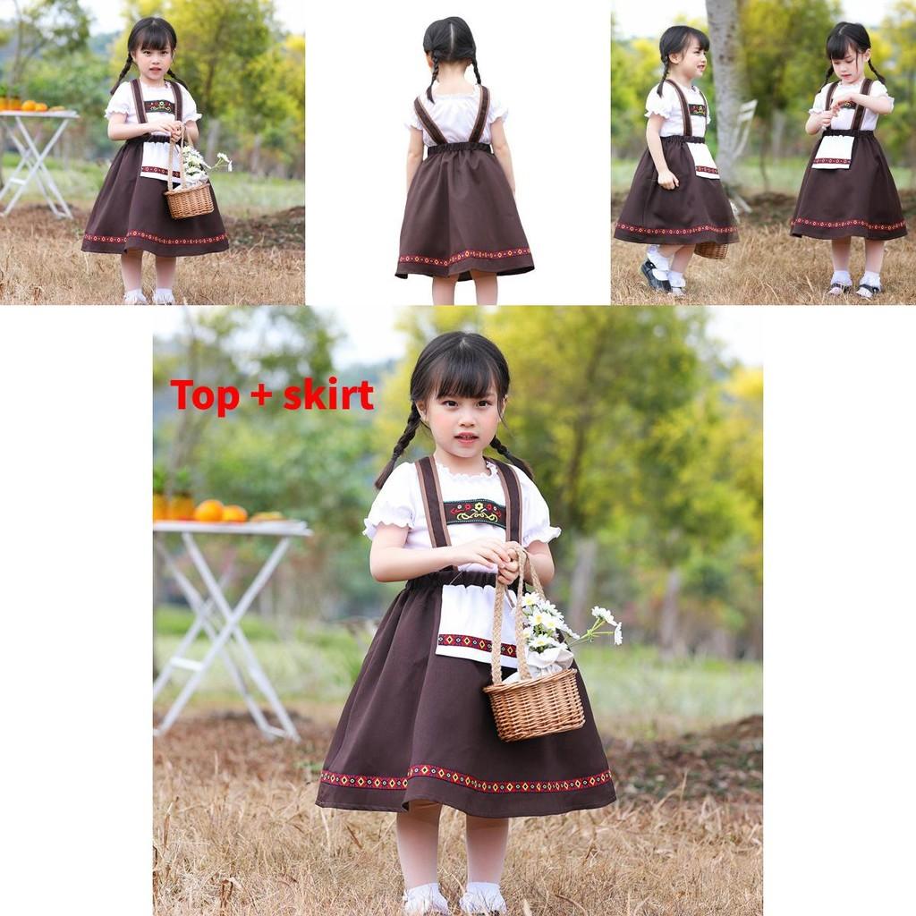 Bavaria Traditional Ethnic Girl Costume With Embroidered Details For Kids Stage Performances