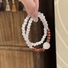 Elegant Double Circle Moonlight Gray Beaded Bracelet – Stylish & Versatile for Women