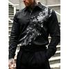 Men's Contrasting Floral Print Long Sleeved Shirt with Patchwork Collar Shirt, European and American Casual Trend Men's Top