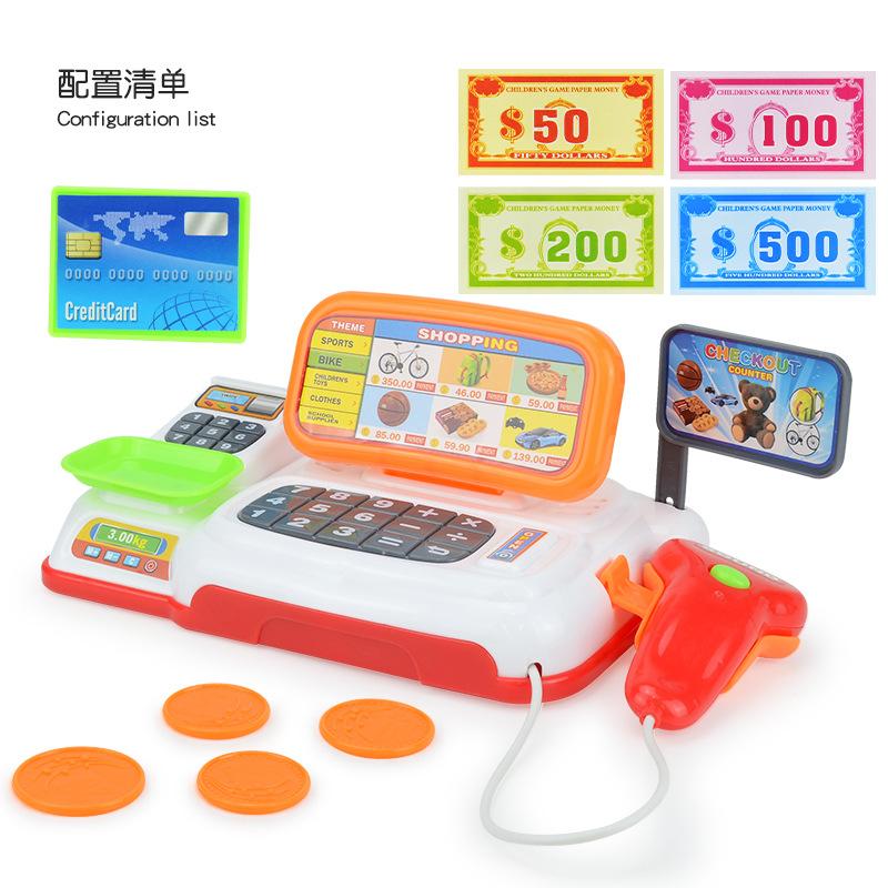 

Набор кассового аппарата со световыми и звуковыми эффектами, модель страницы имитации кассы супермаркета, игрушки для детского игрового домика