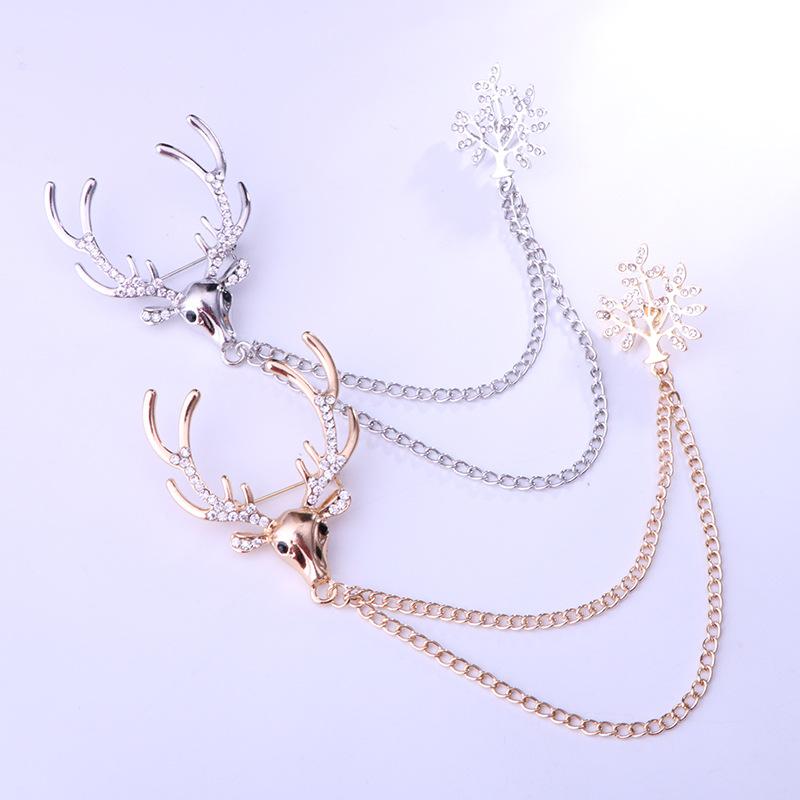 1Pc Reindeer Rhinestone Christmas Brooch, Versatile Men's and Women's Clothing, European and American Christmas Tree Reindeer Brooch,