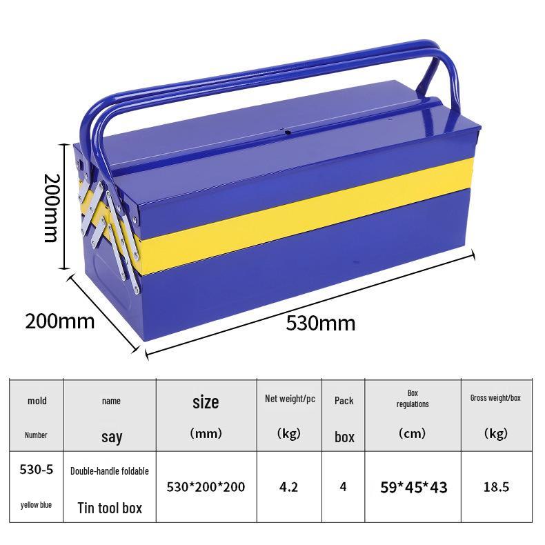 Dual-Handle Folding Metal Toolbox for Car and Auto Repair