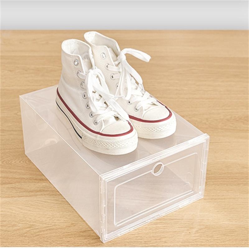 1/2/6PCS Dustproof Foldable Transparent Shoes Case Storage Box Thickened Drawer Case Shoe Boxes Stackable Box Shoe Organizer