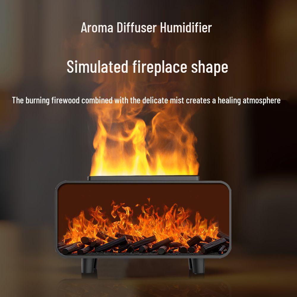 2025 Fireplace Flame Humidifier & Aroma Diffuser with Automatic Spray and Atmosphere Light for Home & Bedroom