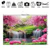 2D Spring Flower Waterfall Backdrop Lush Greenery Photography Background Cloth