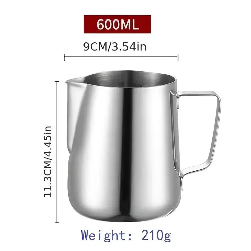 350/600/1000ml Milk Creamer Frothing Pitcher with Scale Stainless Steel Milk Frother Latte Cup Espresso Cups Coffee Accessories