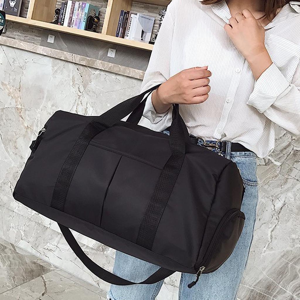 Reisetasche Schwarz Großes Fassungsvermögen Fächerdesign Wasserdichtes Oxford-Gewebe Sport-Gymnastiktasche für Täglich
