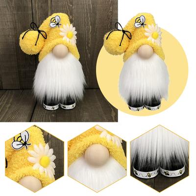 Gnome Bee Elf Plush Faceless Doll Sunflowers Faceless Nisse Swedish Dwarf Tomte Decorations Ornaments for Home Farmhouse Garden