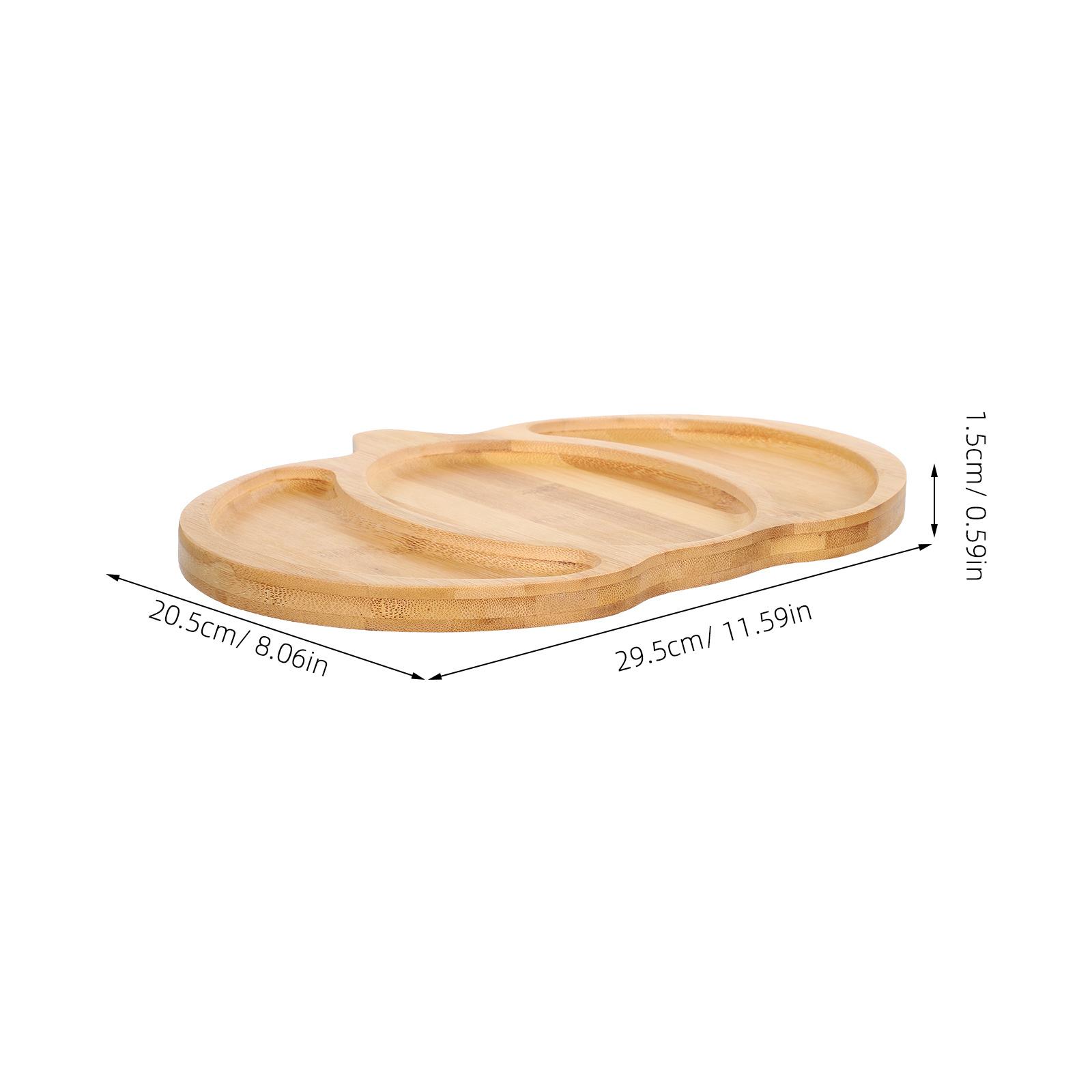 Wooden Pumpkin Serving Tray 3 Compartment Bamboo Appetizers Plate for Autumn Gatherings Desserts Fruits Snacks Holiday Serving 29.5X20.5X1.5CM