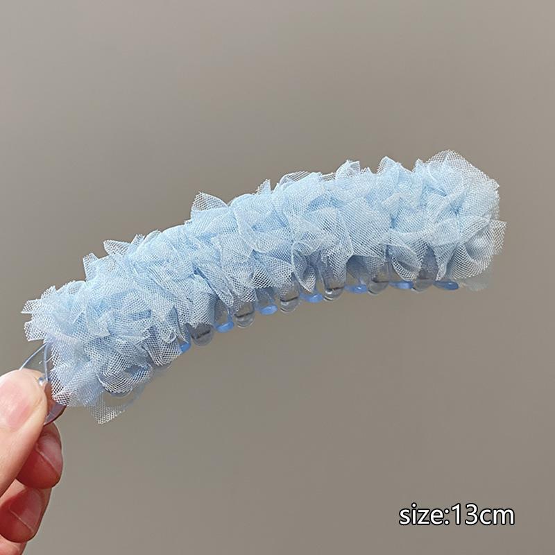French Chiffon Solid Color Banana Claw Clip Fashion Ponytail Barrettes Large Hair Clip Hairpins Women Hair Accessories Gifts