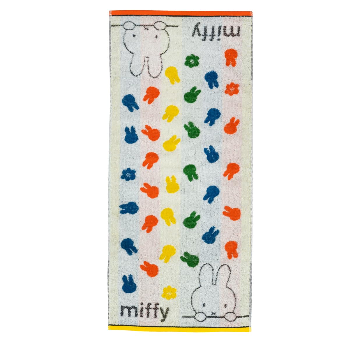 

nishikawa Miffy Face Towel 34X80cm Washable Cotton DB4604 Striped Colorful Silhouette White XT24138618 [Nishikawa] 100%