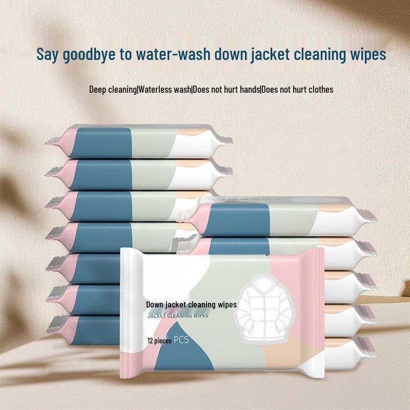 Waterless Down Jacket Cleaning Wipes: Oil & Stain Removal Wet Wipes for No-Wash, Dry Clean