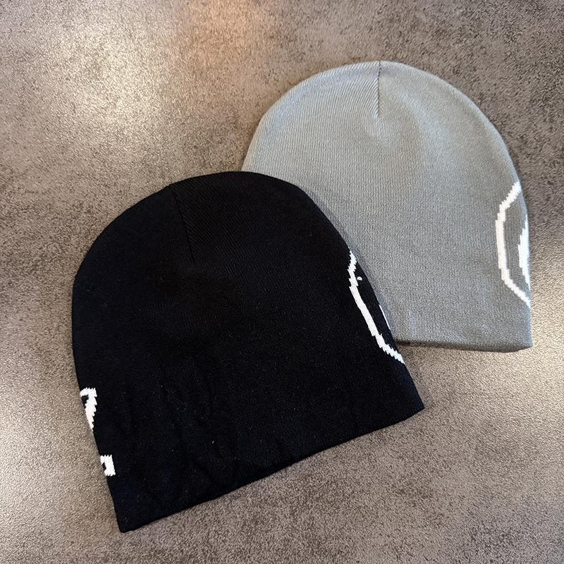 Y2K Letter Print Knitted Hat Autumn And Winter Street  Unisex Warm Personal Versatile  Niche Beanies