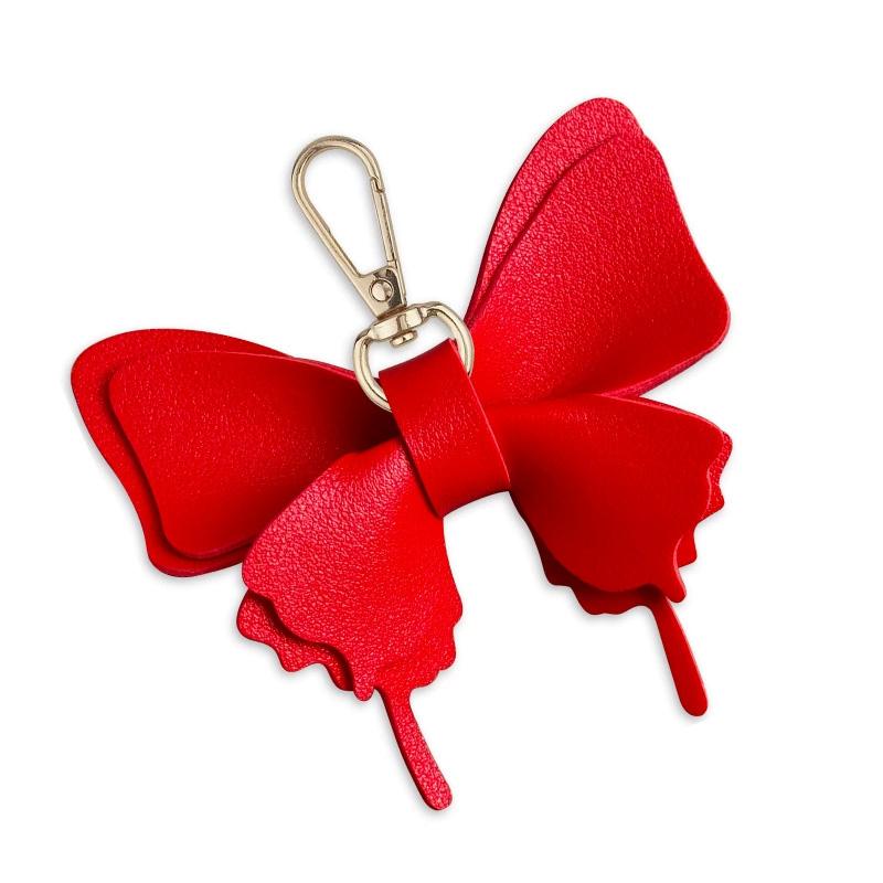 1pc Leather Creative Keychains Colorful Backpack Decoration Exquisite Key Ring Bag Charm Butterfly Pendant