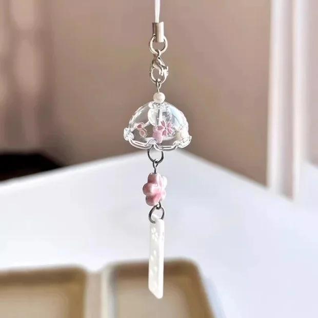 Exclusive 2 Sakura Wind Chime Handmade Phone Charm: Beaded & Versatile