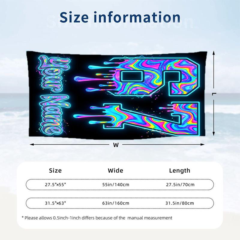 Decorative Artwork Theme Beach Towel Personalized Custom Name & Text Soft Quick Dry Beach Towel for Swimming Travel
