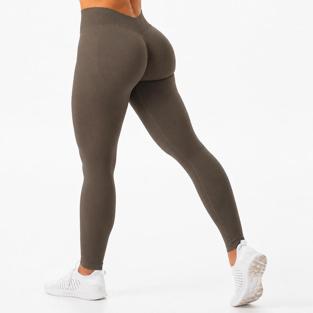 Hoch taillierte, dehnbare Yoga-Hose mit Po-Lifting, Bauchkontrolle und V-förmigem Bund