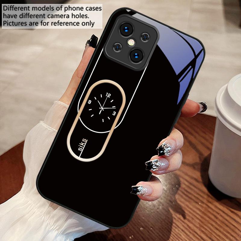 Wall Clock Color Pattern For Oppo Find X5 X8 Pro X3 Lite A72 58 73 54S F11 79 Reno 6 4Z 5G Nord N200 Tempered Glass Phone Case
