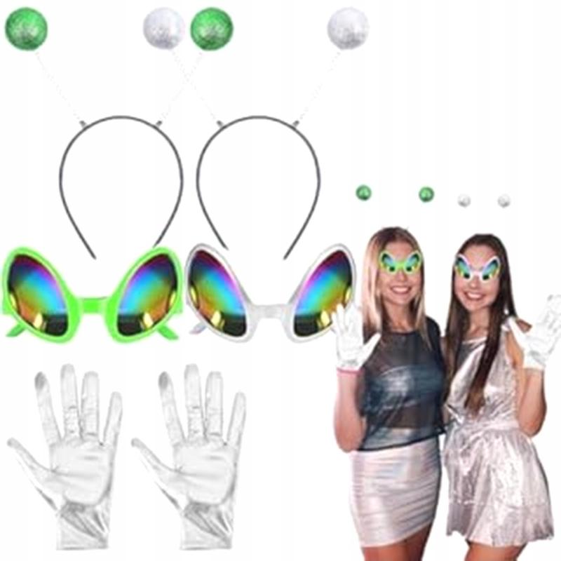 Alien Led Glasses + Antennas + Gloves Party Ufo Set 6
