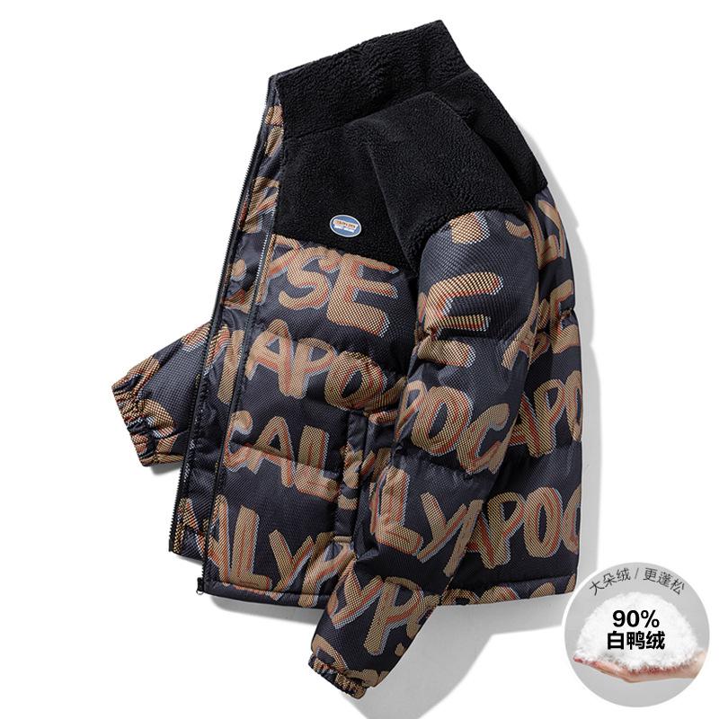 

Winter down jacket men s versatile casual loose stand-up collar bread jacket youth fashion men s jacket L