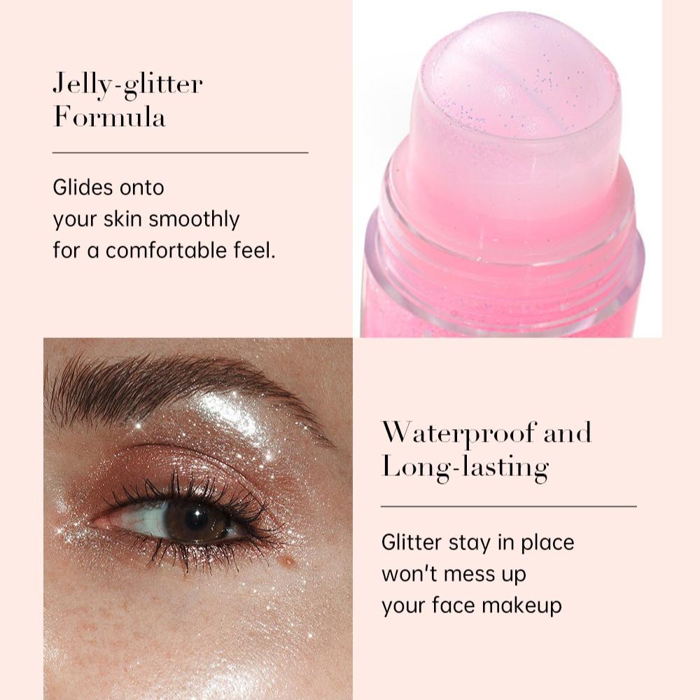 8pcs Roller Body Glitter Gel Set, Rollerball Shimmer Holographic Sparkle for Face Hair Body, Eyeshadow Festival Stage Makeup Cosmetics