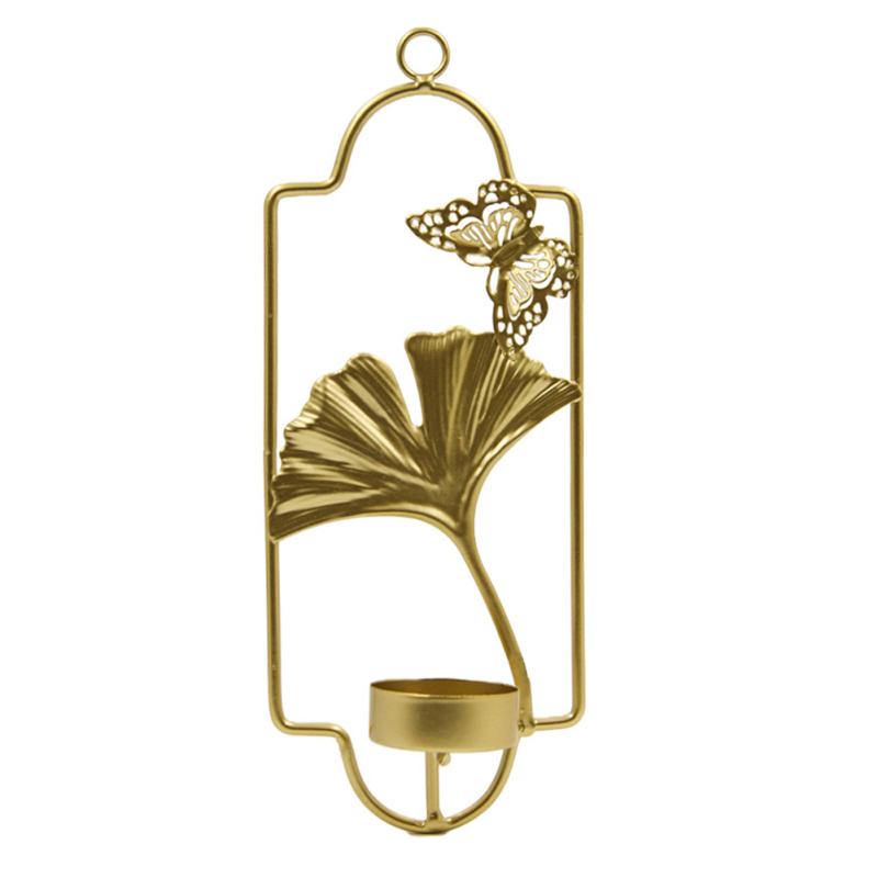 Świecznik naścienny Kreatywny Retro Liść miłorzębu Dekoracyjny świecznik Romantyczny ślub