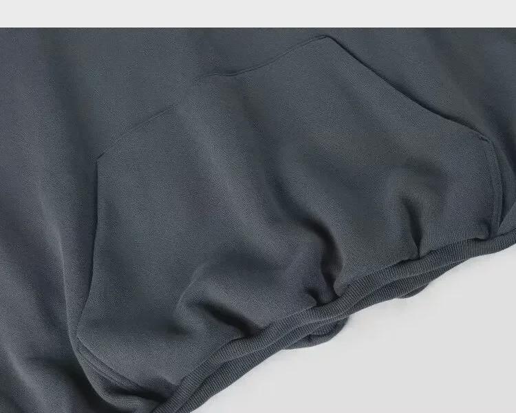 Sweat-shirt vintage américain gris pour homme avec col semi-montant et design de veste à capuche