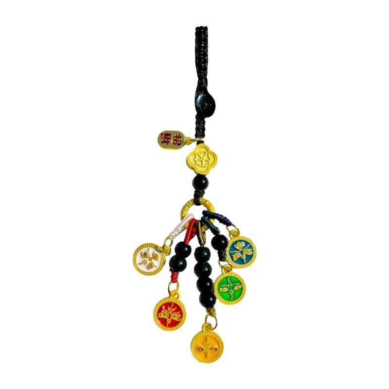

Handmade Five Money God Key Holder Keyring Decorative Pendant Alloy Texture Suitable for Enhancing Wealth and Protections кавовий