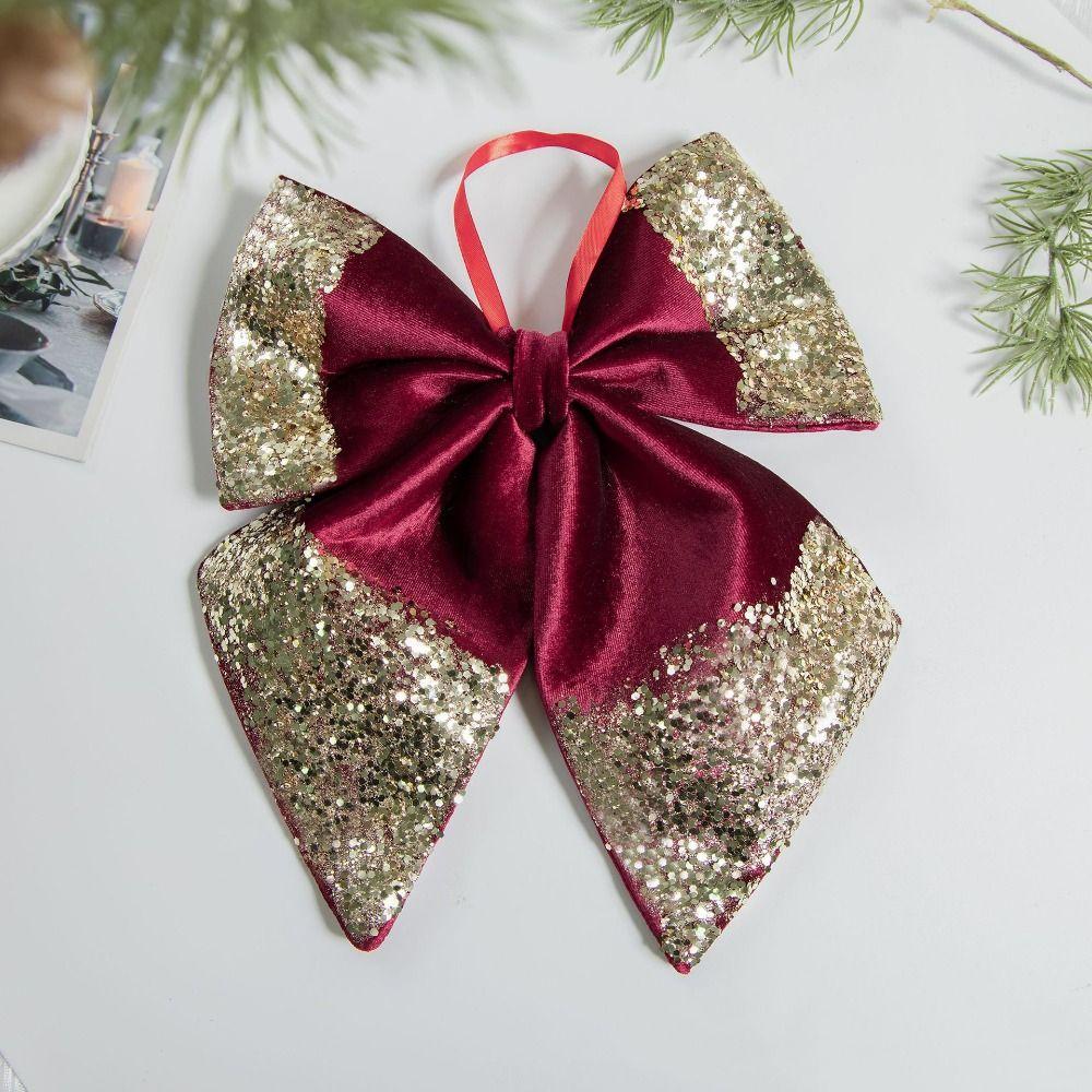 Satin Sequin Bowknot Hanging Decoration Sequin Glitter Bowknot Pendant Home Decoration