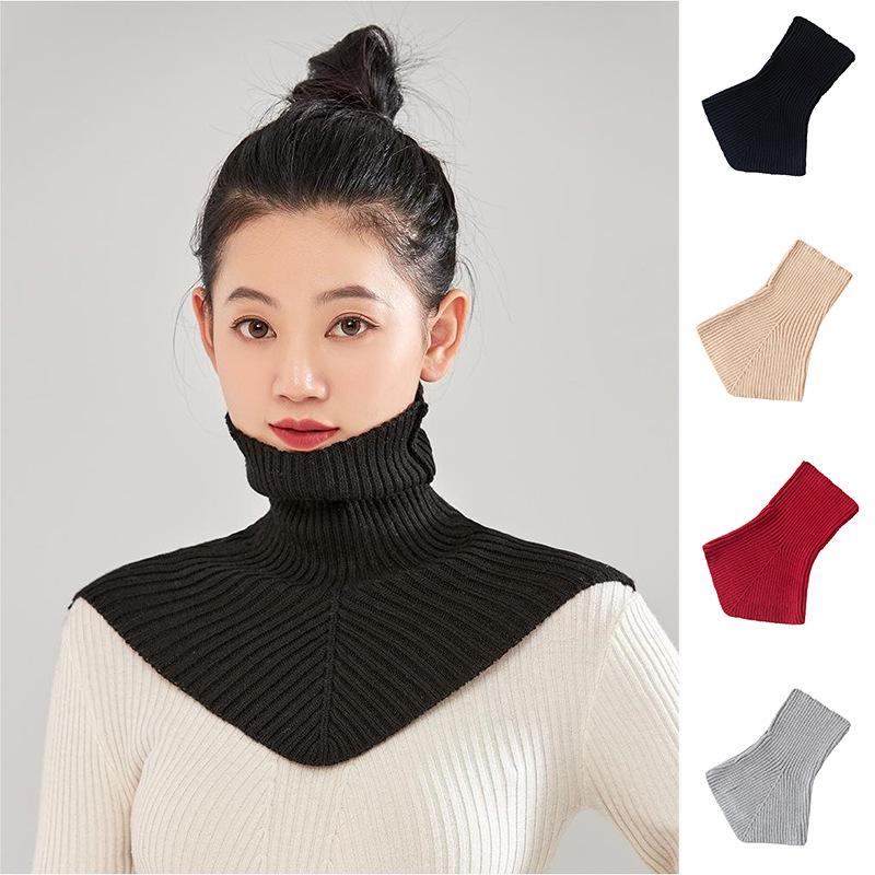 2025 Autumn/Winter High Neck Knit Shawl: Versatile Triangle Faux Collar Neck Warmer.