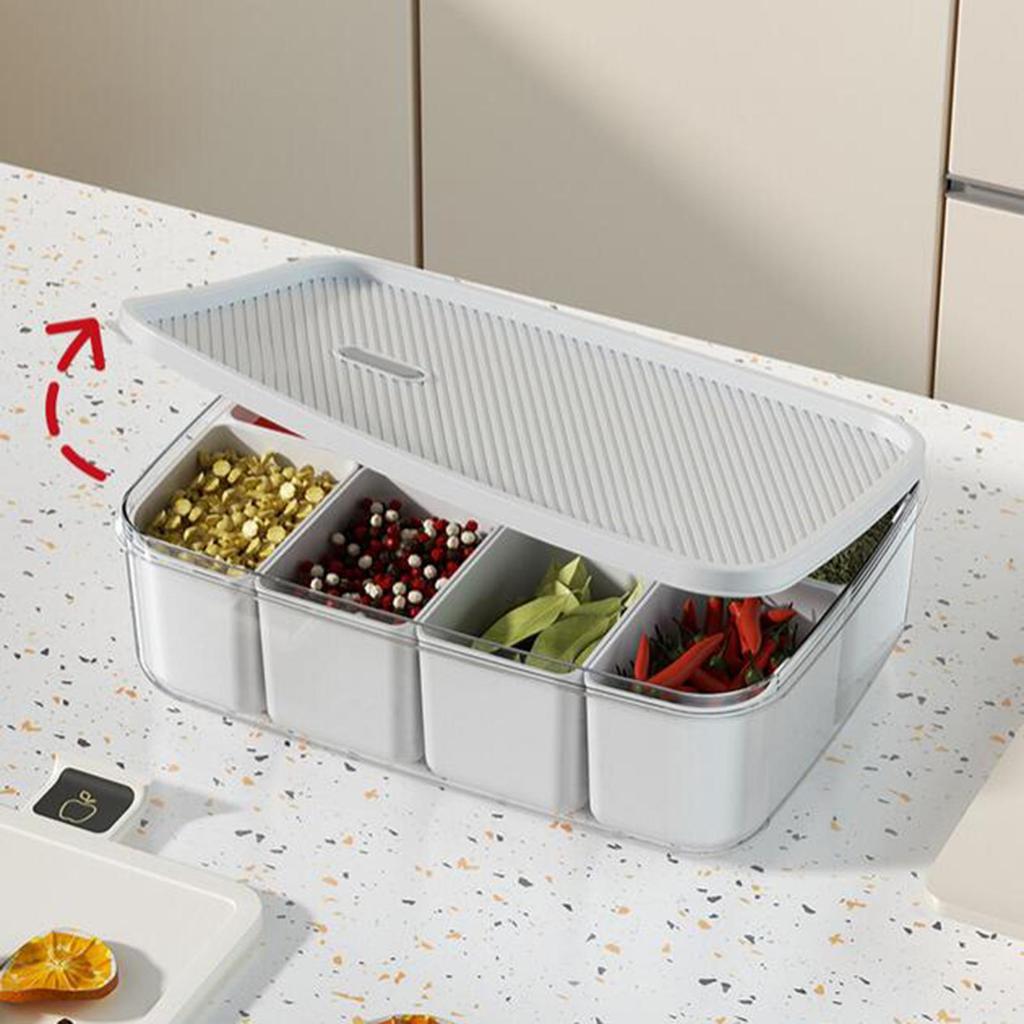Kitchen Spice Pots,Seasoning Box with Cover,8 Compartments Gadgets,Salt Container,Sugar Bowl Set